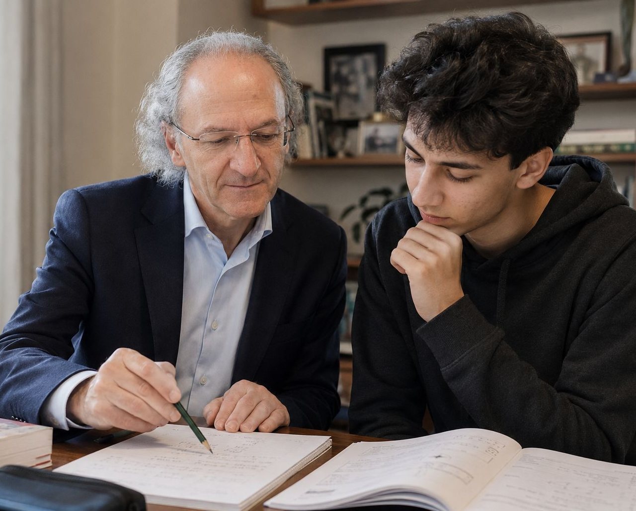 Sami Görey öğrencinin evinde birebir matematik özel dersi veriyor