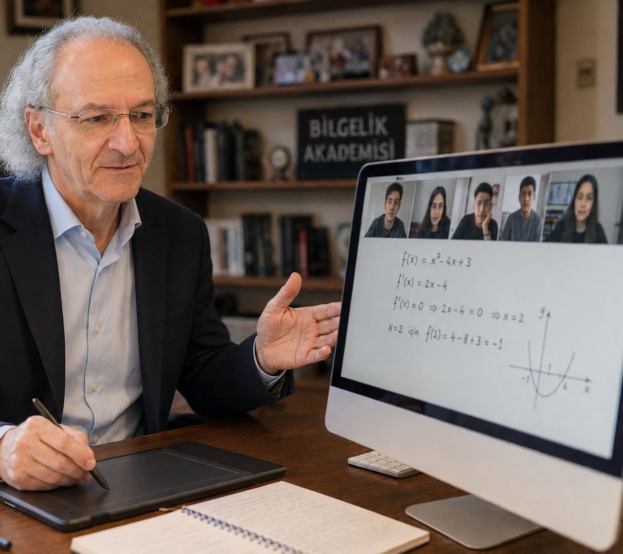 Sami Görey Bilgelik Akademisi’nde küçük gruba canlı online matematik dersi veriyor